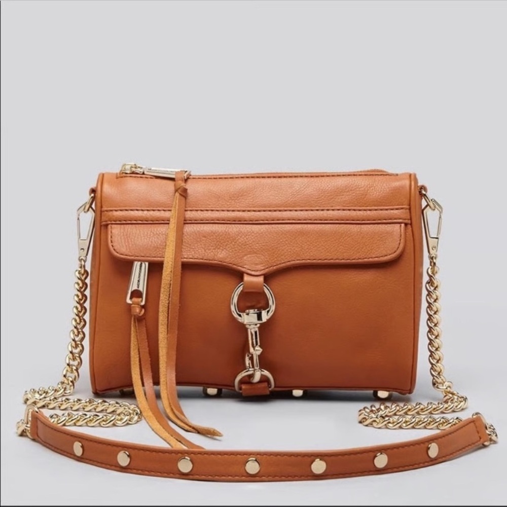 Rebecca Minkoff M.A.C. Brown Crossbody Bag with Gold Chain